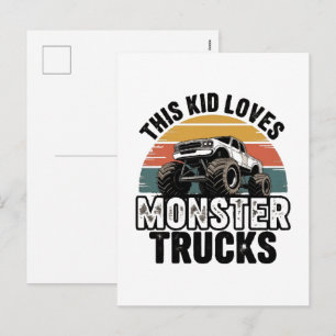 Dieses Kind liebt Monstertrucks Feiertagspostkarte