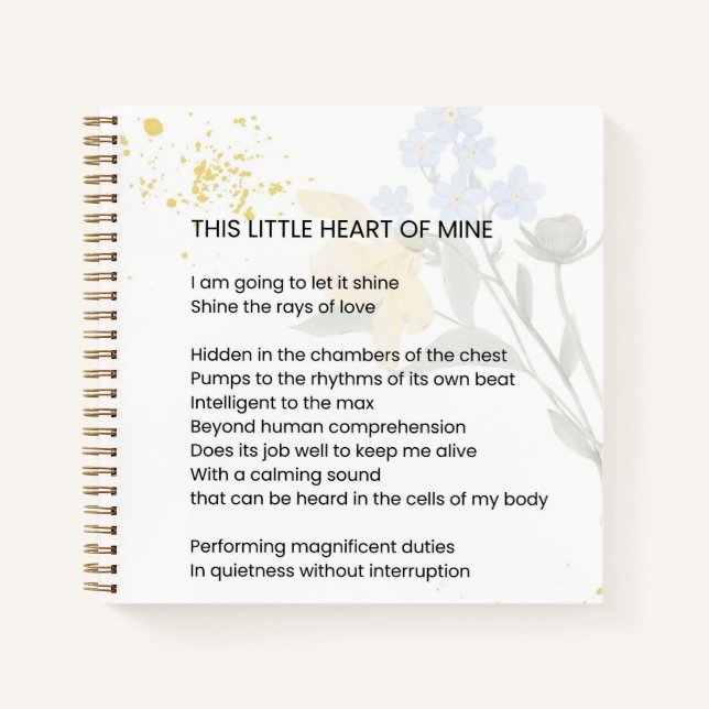 Dieses kleine Herz von mir - Dankesgedicht Notizbuch (Vorderseite)