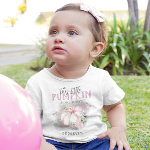 Dieses kleine Kürbis-Geburtstags-Baby-Rosa-T-Shirt Baby T-shirt