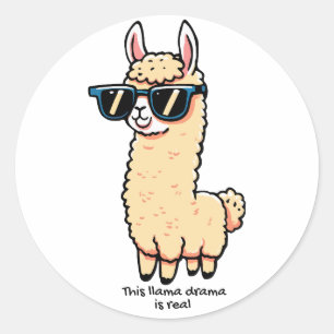Dieses Lama-Drama ist eine wirklich sonderbare Pos Runder Aufkleber