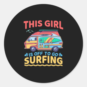 Dieses Mädchen geht surfen Runder Aufkleber