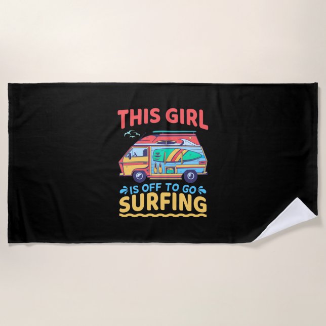 Dieses Mädchen geht surfen Strandtuch (Vorderseite)