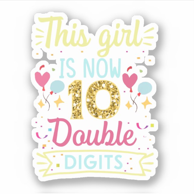 Dieses Mädchen hat jetzt 10 doppelte Ziffern Aufkleber (Vorderseite)
