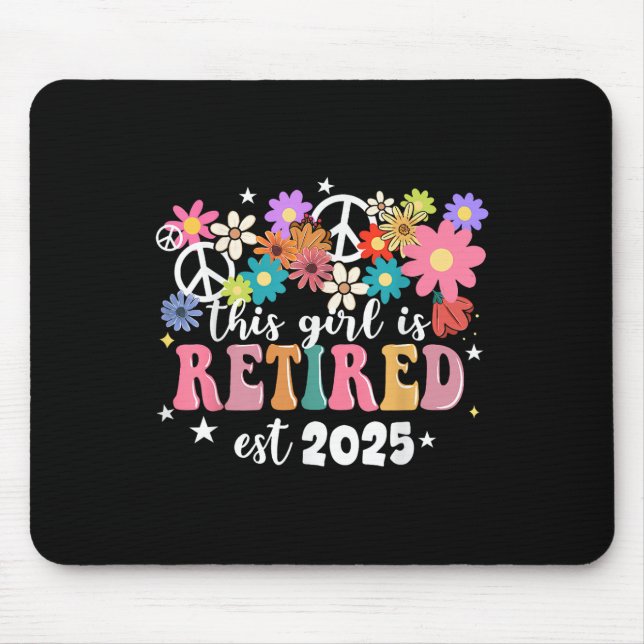Dieses Mädchen ist 2025 Retro Shirt floraler Retir Mousepad (Vorne)