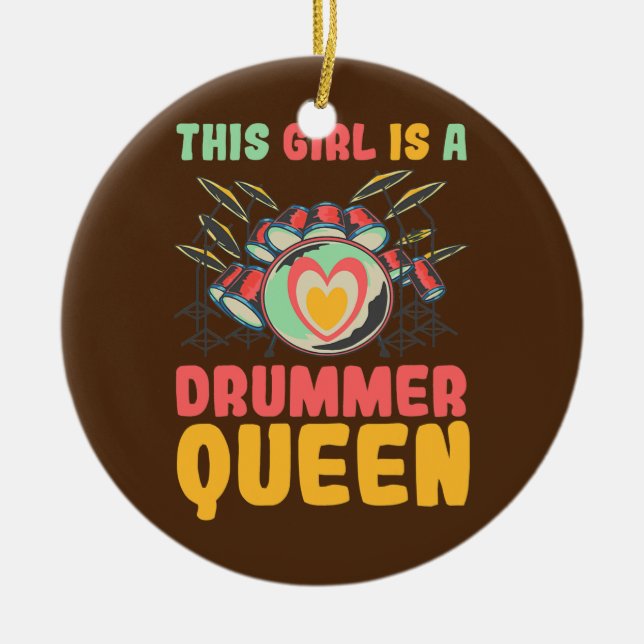 Dieses Mädchen ist eine Drummerkönigin Keramik Ornament (Vorne)