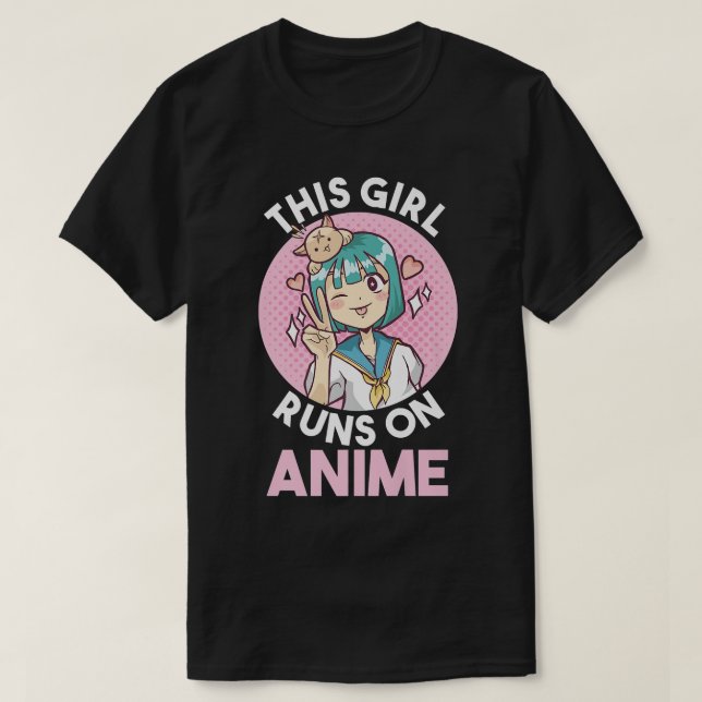 Dieses Mädchen läuft auf Anime  T-Shirt (Design vorne)