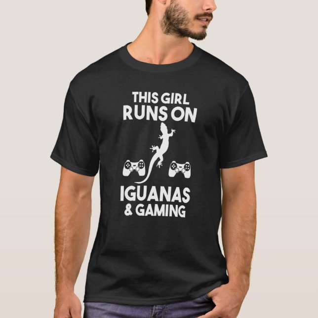 Dieses Mädchen läuft auf Iguanas und Gaming T-Shirt (Vorderseite)
