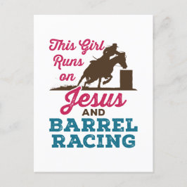 Dieses Mädchen läuft auf Jesus und Barrel Racing Postkarte