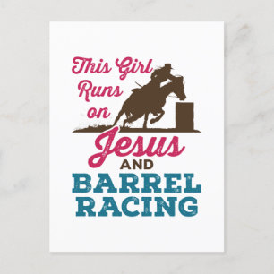 Dieses Mädchen läuft auf Jesus und Barrel Racing Postkarte