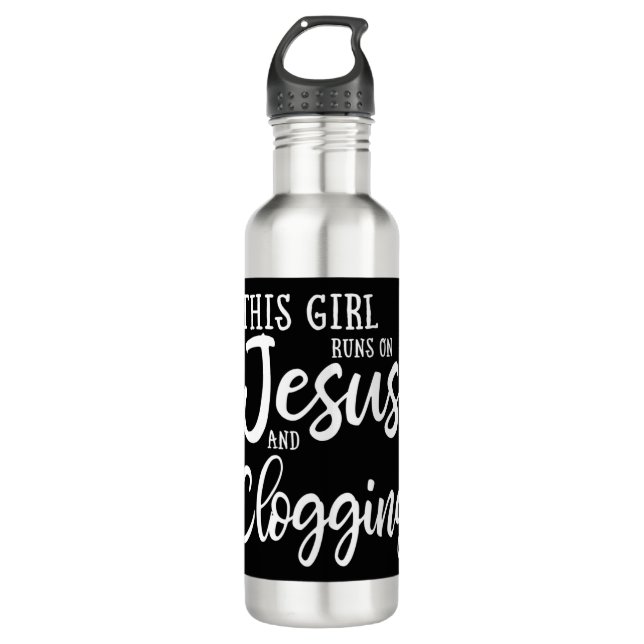 Dieses Mädchen läuft auf Jesus und Clogging Gesche Edelstahlflasche (Vorderseite)