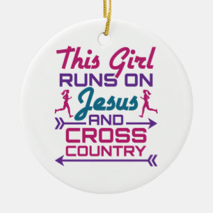 Dieses Mädchen läuft auf Jesus und Cross Country Keramik Ornament