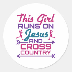 Dieses Mädchen läuft auf Jesus und Cross Country Runder Aufkleber
