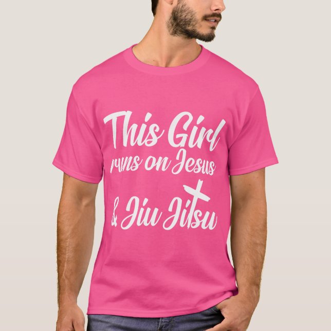 Dieses Mädchen läuft auf Jesus und Jiu Jitsu Chris T-Shirt (Vorderseite)