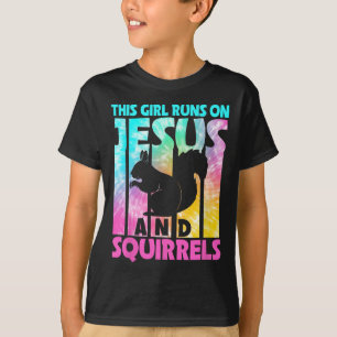 Dieses Mädchen läuft auf Jesus und lustigen Eichhö T-Shirt