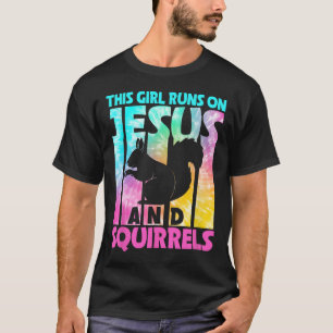 Dieses Mädchen läuft auf Jesus und lustigen Eichhö T-Shirt