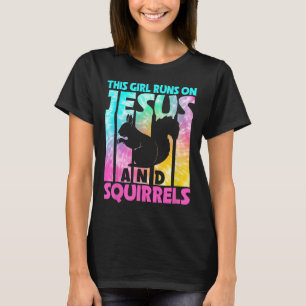 Dieses Mädchen läuft auf Jesus und lustigen Eichhö T-Shirt