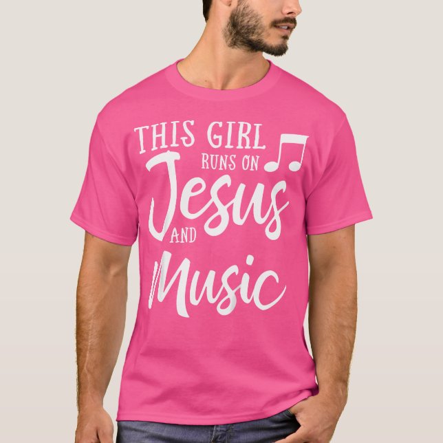 Dieses Mädchen läuft auf Jesus und Musik Christlic T-Shirt (Vorderseite)