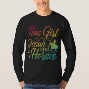 Dieses Mädchen läuft auf Jesus und Pferde religiös T-Shirt