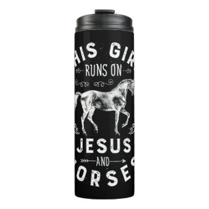 Dieses Mädchen läuft auf Jesus und Pferden Reiten  Thermosbecher