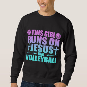 Dieses Mädchen läuft auf Jesus und Volleyball-Neuh Sweatshirt