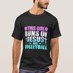 Dieses Mädchen läuft auf Jesus und Volleyball-Neuh T-Shirt