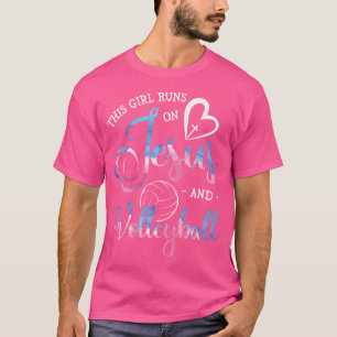 Dieses Mädchen läuft auf Jesus und Volleyball Spie T-Shirt