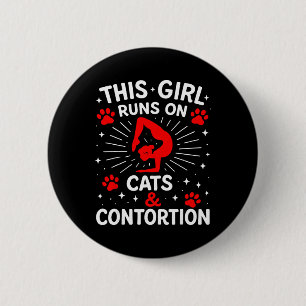 Dieses Mädchen läuft auf Katzen und Kontortion-Yog Button