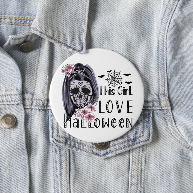 Dieses Mädchen Liebe Halloween Button (Beispiel)
