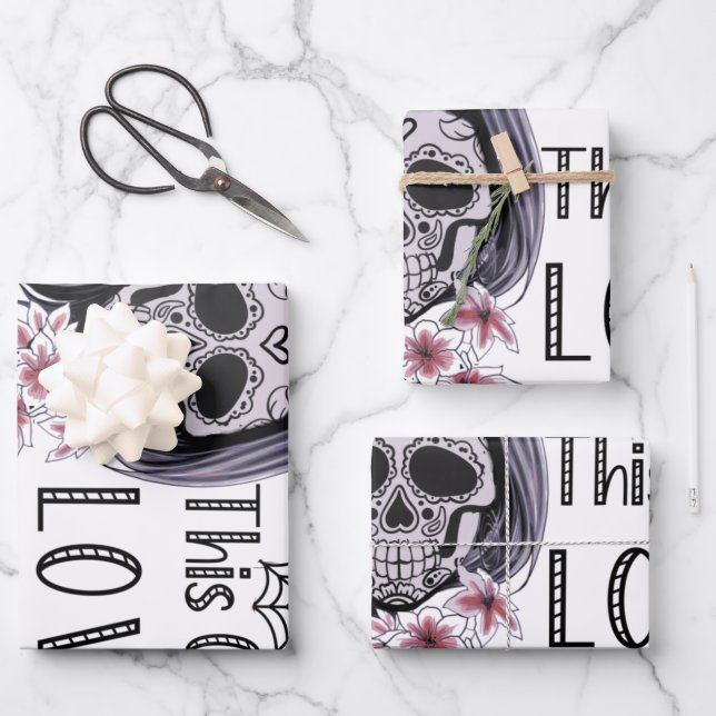 Dieses Mädchen Liebe Halloween Geschenkpapier Set (Vorderseite)