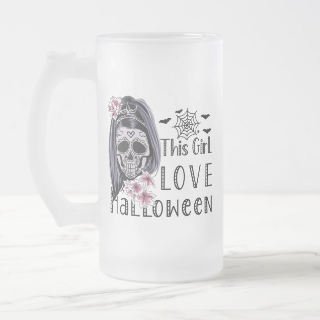 Dieses Mädchen Liebe Halloween Mattglas Bierglas (Links)
