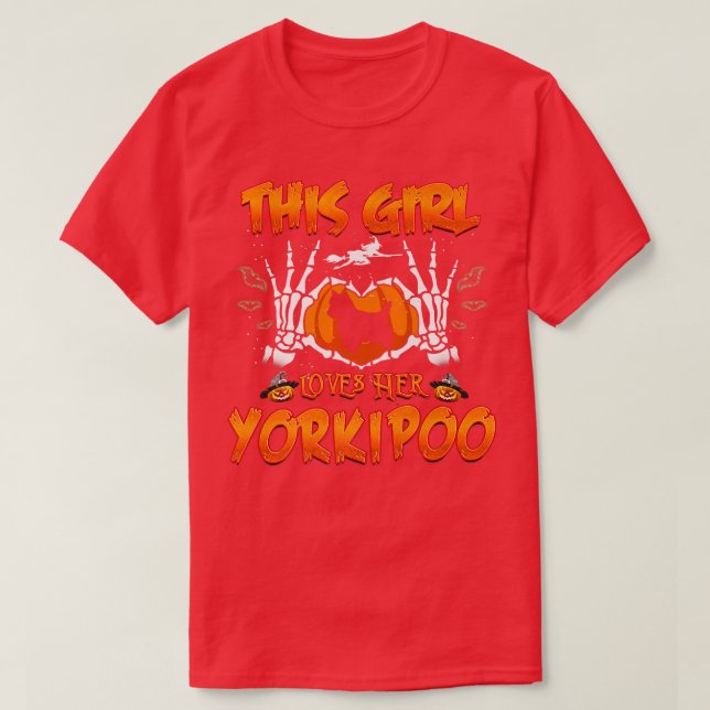 Dieses Mädchen Liebe ihr Yorkipoo Hund Funny Hallo T-Shirt (Design vorne)