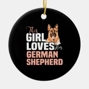 Dieses Mädchen Liebe ihren deutschen Schäferhund Keramik Ornament