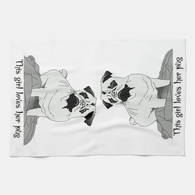 Dieses Mädchen Liebe ihren Mops! Geschirrtuch (Horizontal)