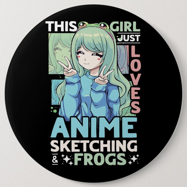 Dieses Mädchen Lieben anime und Skizzen über Sketc Button (Vorderseite)