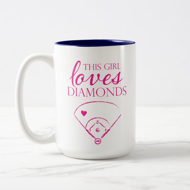Dieses Mädchen Lieben Diamonds Baseball/Softball-T Zweifarbige Tasse (Links)