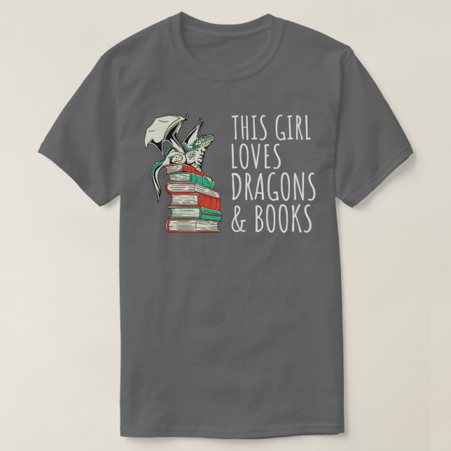 Dieses Mädchen Lieben Drachen und Bücher IV T-Shirt (Design vorne)