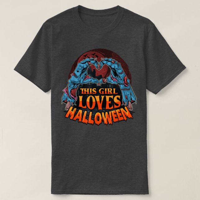 Dieses Mädchen Lieben Halloween Lazy Kostüm Zombie T-Shirt (Design vorne)