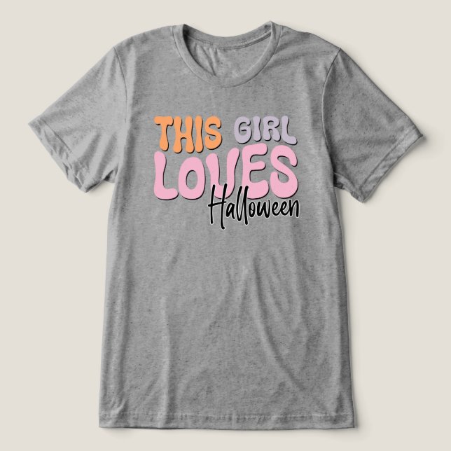 Dieses Mädchen Lieben Halloween Tri-Blend Shirt (Design Vorderseite)