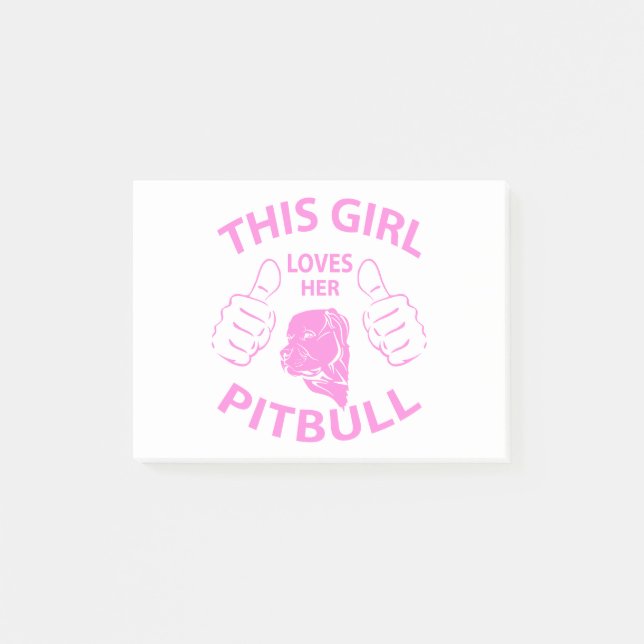 "Dieses Mädchen Lieben ihr pitbull" Rosa Post-it Klebezettel (Vorderseite)
