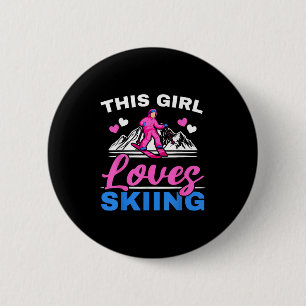 Dieses Mädchen Lieben Skifahren Ski Wintersport Sc Button