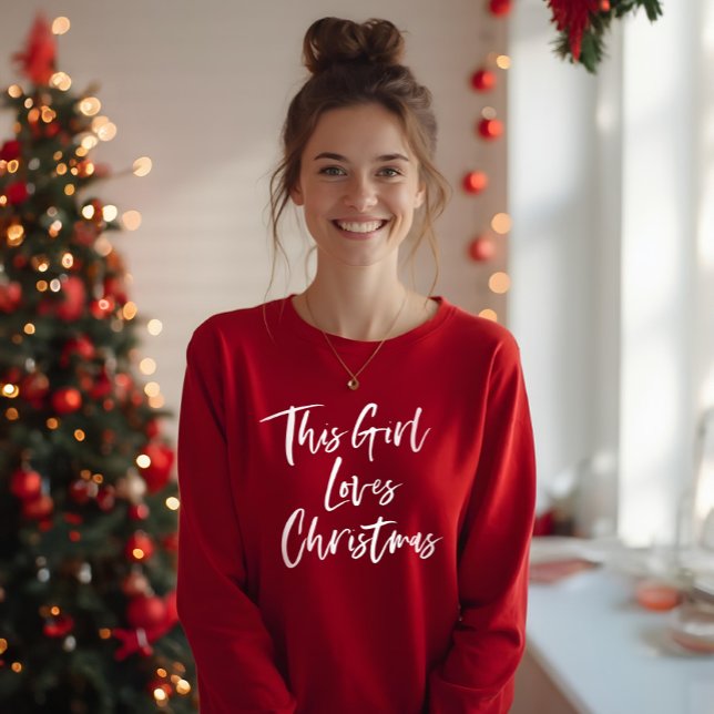 Dieses Mädchen Lieben Weihnachten Trendy Brush Scr T-Shirt (This Girl Loves Christmas Trendy Brush Script T-Shirt)