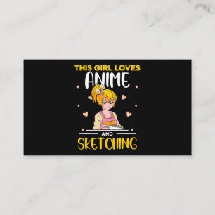 Dieses Mädchen liebt Anime und Skizzieren Liebhabe Visitenkarte