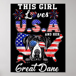 Dieses Mädchen liebt die USA und Dog 4. Juli Deuts Poster