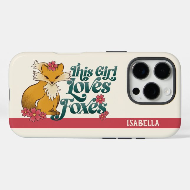 Dieses Mädchen liebt Füchse mit Blumen Benutzerdef Case-Mate iPhone Hülle (Rückseite (Horizontal))