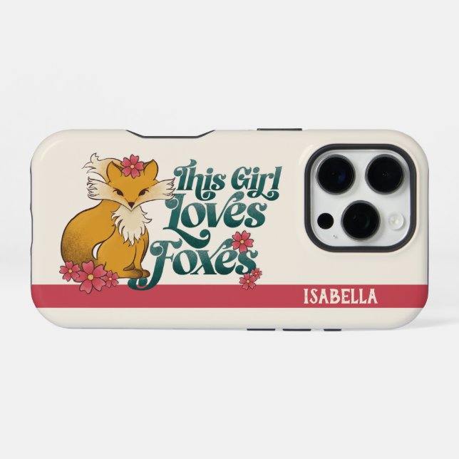 Dieses Mädchen liebt Füchse mit Blumen Benutzerdef iPhone Hülle (Rückseite (Horizontal))