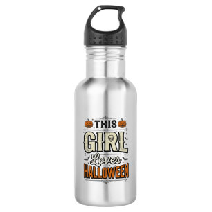 Dieses Mädchen liebt Halloween Vintage-Shirt-Desig Edelstahlflasche