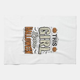 Dieses Mädchen liebt Halloween Vintage-Shirt-Desig Geschirrtuch