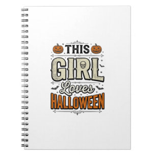 Dieses Mädchen liebt Halloween Vintage-Shirt-Desig Notizblock