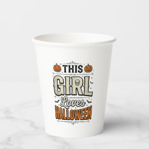 Dieses Mädchen liebt Halloween Vintage-Shirt-Desig Pappbecher
