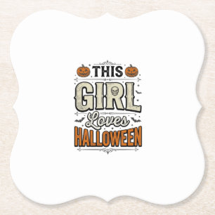 Dieses Mädchen liebt Halloween Vintage-Shirt-Desig Untersetzer